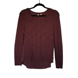 Anthro Moth Ella Cable Knit Layered Sweater, S